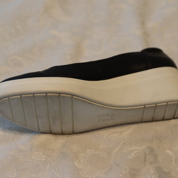 Naturalizer Susan Leather Slip on Wedge Shoe Size 8 Black White - Picture 8 of 12